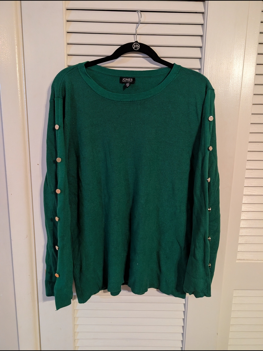 Jones New York Deep Green Ribbed Crewneck Sweater